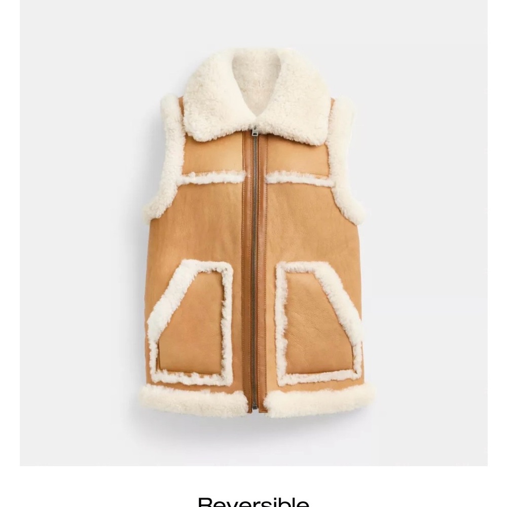 Coach Reversible Tan and Cream Vest